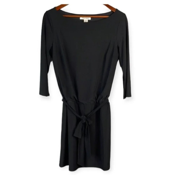 WHITE HOUSE BLACK MARKET Belted Dress Tied Waist Boat Neck Mini 3/4 Sleeves M - Picture 2 of 9